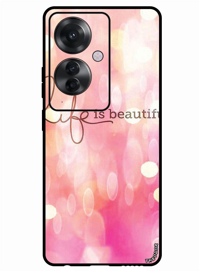 Theodor Protective Case Anti Scratch Shock Proof Bumper Cover For Oppo Reno 11F Life Is Beautiful - Image 1