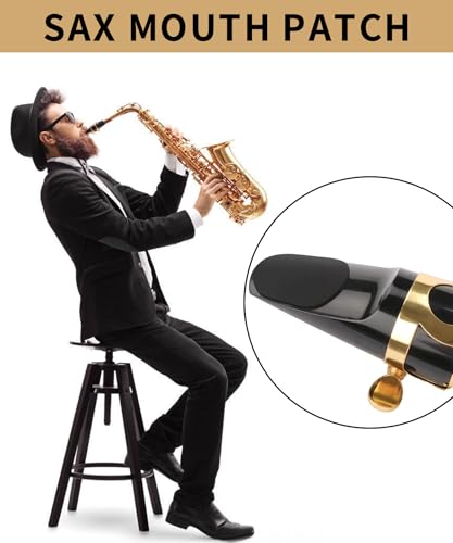 Uadbau 64Pcs 08mm Thick Saxophone and Clarinet Mouthpiece Cushion AltoTenor Sax Mouthpiece Patches Pads Cushions Oval Rubber Strong Adhesive for Beginners Musicians Black - Image 3