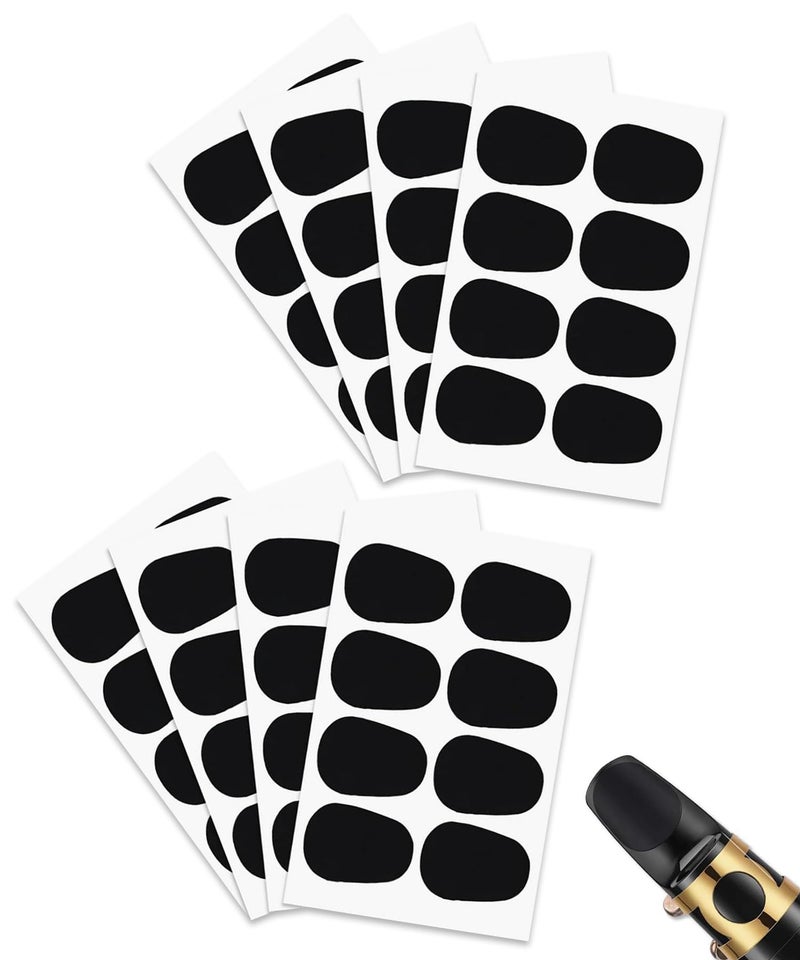 Uadbau 64Pcs 08mm Thick Saxophone and Clarinet Mouthpiece Cushion AltoTenor Sax Mouthpiece Patches Pads Cushions Oval Rubber Strong Adhesive for Beginners Musicians Black - Image 2