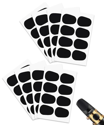Uadbau 64Pcs 08mm Thick Saxophone and Clarinet Mouthpiece Cushion AltoTenor Sax Mouthpiece Patches Pads Cushions Oval Rubber Strong Adhesive for Beginners Musicians Black - Image 1