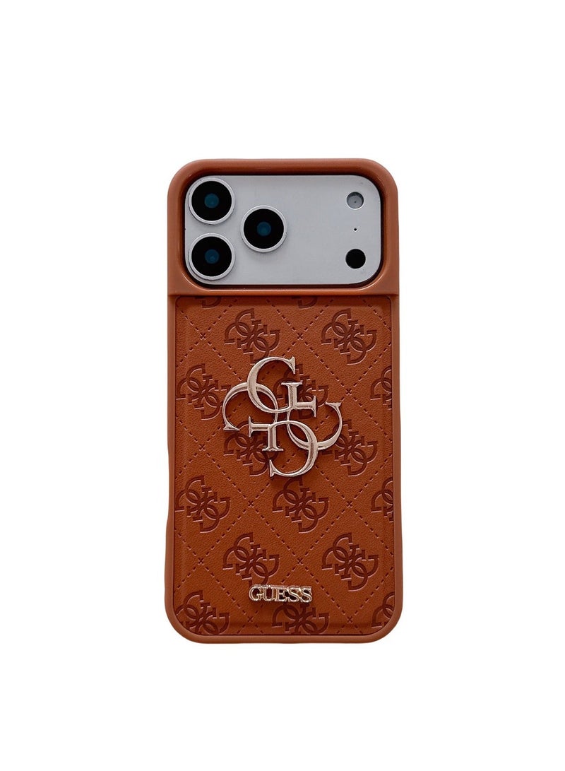 GUESS iPhone 17 Pro Cover PU Case With Cardslot  Script Metal Logo - Orange - Image 2