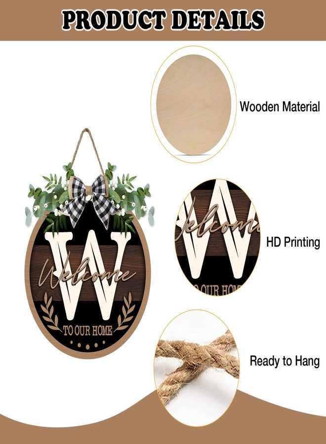 Bolisom Monogram Letter W Front Door Sign, Welcome to Our Home Family Last Name Initial Wooden Hanger Decor Housewarming Wedding Gifts, Farmhouse Rustic Wreath Indoor Wall Hanging Decoration with Bow - Image 3