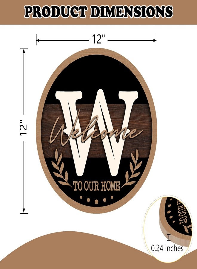 Bolisom Monogram Letter W Front Door Sign, Welcome to Our Home Family Last Name Initial Wooden Hanger Decor Housewarming Wedding Gifts, Farmhouse Rustic Wreath Indoor Wall Hanging Decoration with Bow - Image 2