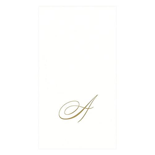 Caspari White Pearl Paper Linen Guest Towels, Monogram Initial A, Pack of 24 - Image 1