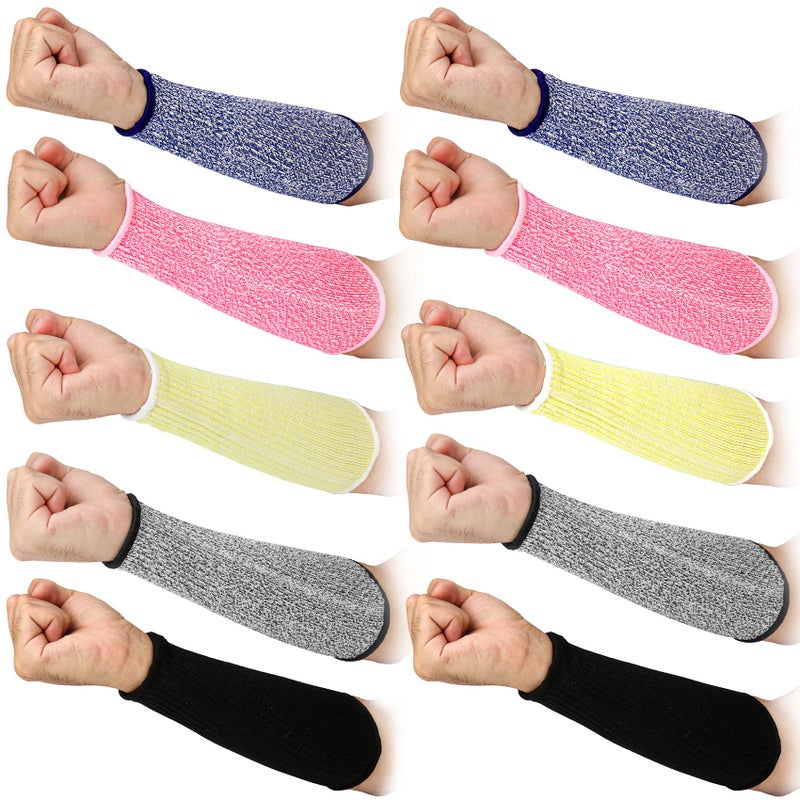 Fivenl 5 Pairs Cut Resistant Arm Sleeve Forearm Protection Sleeves Level 5 Protection Bite-Proof Arm Protectors Safety Arm Guard for Men Women(21CM) - Image 1