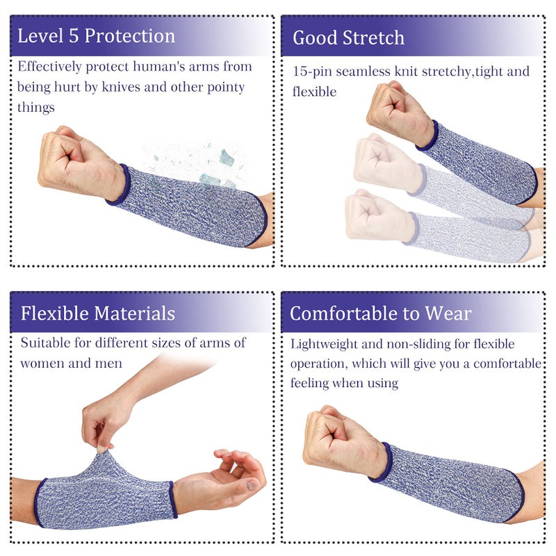 Fivenl 5 Pairs Cut Resistant Arm Sleeve Forearm Protection Sleeves Level 5 Protection Bite-Proof Arm Protectors Safety Arm Guard for Men Women(21CM) - Image 3
