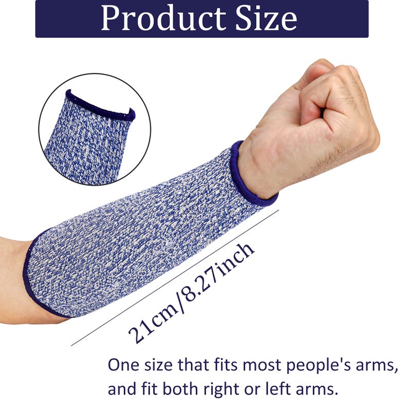 Fivenl 5 Pairs Cut Resistant Arm Sleeve Forearm Protection Sleeves Level 5 Protection Bite-Proof Arm Protectors Safety Arm Guard for Men Women(21CM) - Image 2
