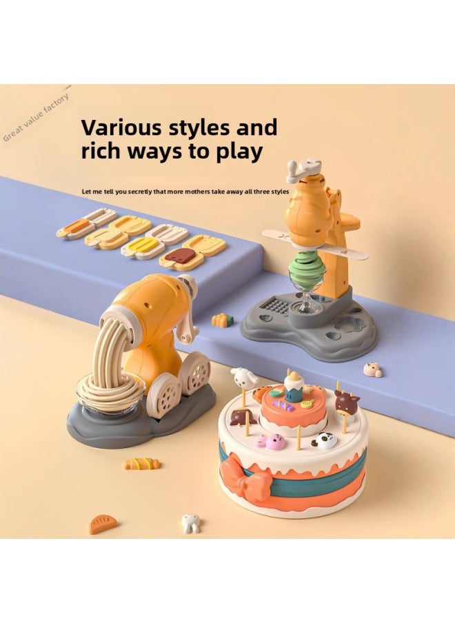 Generic - Children's Girls Men Go To The Birthday Kitchen To Play House Cooking Toys Baby One Year Old-Color:[noodle Maker + Ice Cream Maker + Cake Maker + Dumplings + Ice Cream] Comes With 18 Pieces Of Colored Clay - Image 1