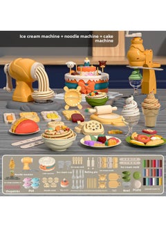 Children's Girls Men Go To The Birthday Kitchen To Play House Cooking Toys Baby One Year Old-Color:[noodle Maker + Ice Cream Maker + Cake Maker + Dumplings + Ice Cream] Comes With 18 Pieces Of Colored Clay