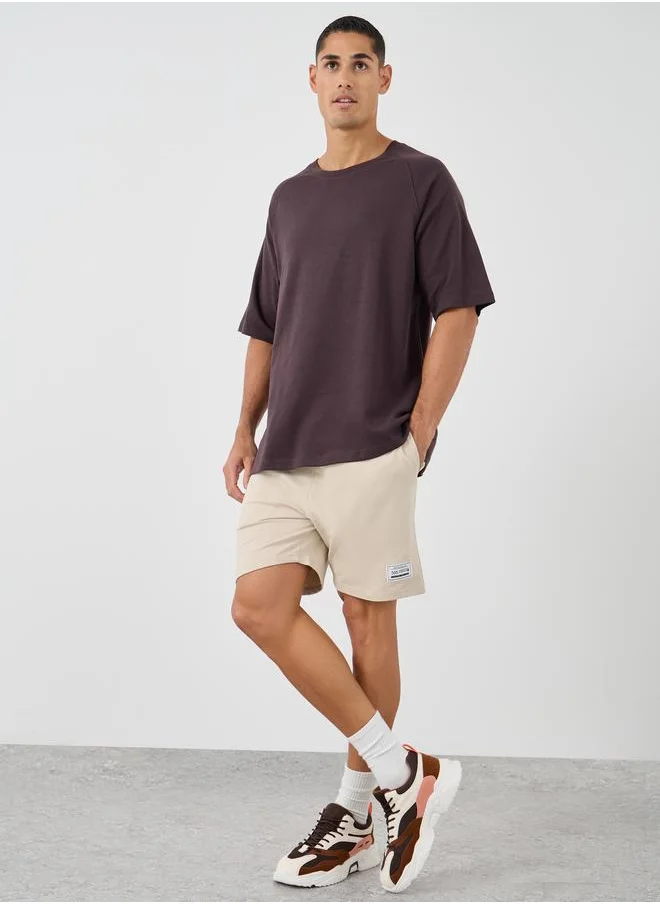 ستايلي Styli Badge Detail Regular Fit Terry Shorts