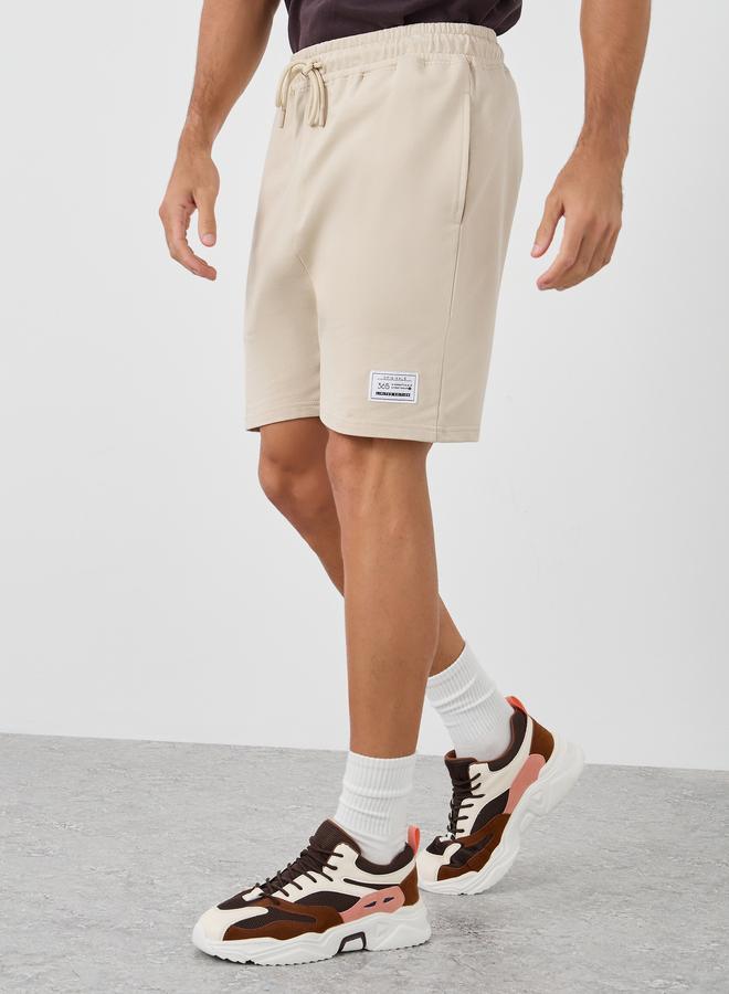 Styli Badge Detail Regular Fit Terry Shorts - Image 1