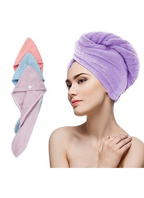 H H CREATION ICON COLLECTION Hair Towel Wrap Absorbent Towel HairDrying Quick Dry Shower Caps Bathrobe Magic Hair Warp Towel Super QuickDrying Microfiber Bath Towel Hair Dry Cap Salon Towel multicolor 