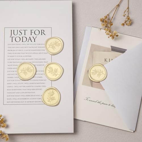 Pilloze 50Pcs Ivory White Self-Adhesive Wax Seal Stickers Wedding, Olive Branch Style Wax Seal Perfect for Wedding Invitation or Envelope Good Adhesion and Easy to Use - Image 3