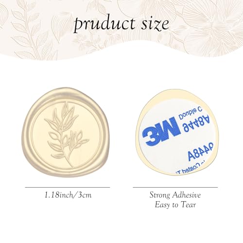 Pilloze 50Pcs Ivory White Self-Adhesive Wax Seal Stickers Wedding, Olive Branch Style Wax Seal Perfect for Wedding Invitation or Envelope Good Adhesion and Easy to Use - Image 2