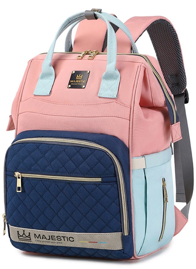 Majestic 139 Baby Maternity Diaper Waterproof Multifunctional large capacity backpack bag with USB Charging output - Sky Blue/PinK  - Image 1
