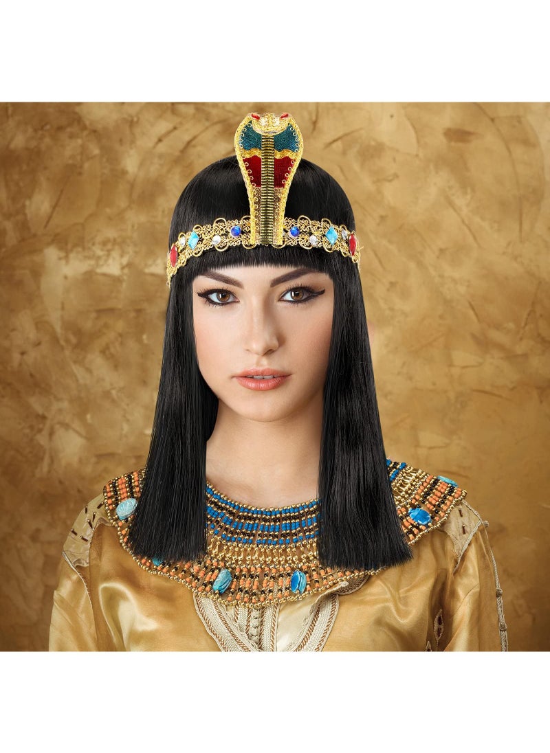 Sweet seven Halloween Egyptian Costume Accessories Set - Cobra Headpiece, Beaded Tassel Necklace, Crystal Bracelet - Women's & Girls' Dress-up  - Image 2