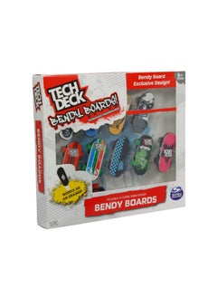 Tech Deck Bendy Boards 5 Piece Set Rubberized Fingerboards With Working Wheels To Use As Collectible Mini Skateboard Erasers  - Image 1