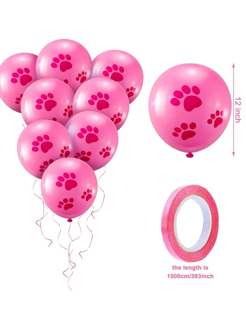 Dog Birthday Bandana Hat Set, Dog Birthday Hat Bandana Scarf Shining Dog Bow Tie Collar Dog Happy Birthday Banner and 10 Piece 12 Inch Paw Print Balloon with Tape for Dog Pet (Pink) - Image 5