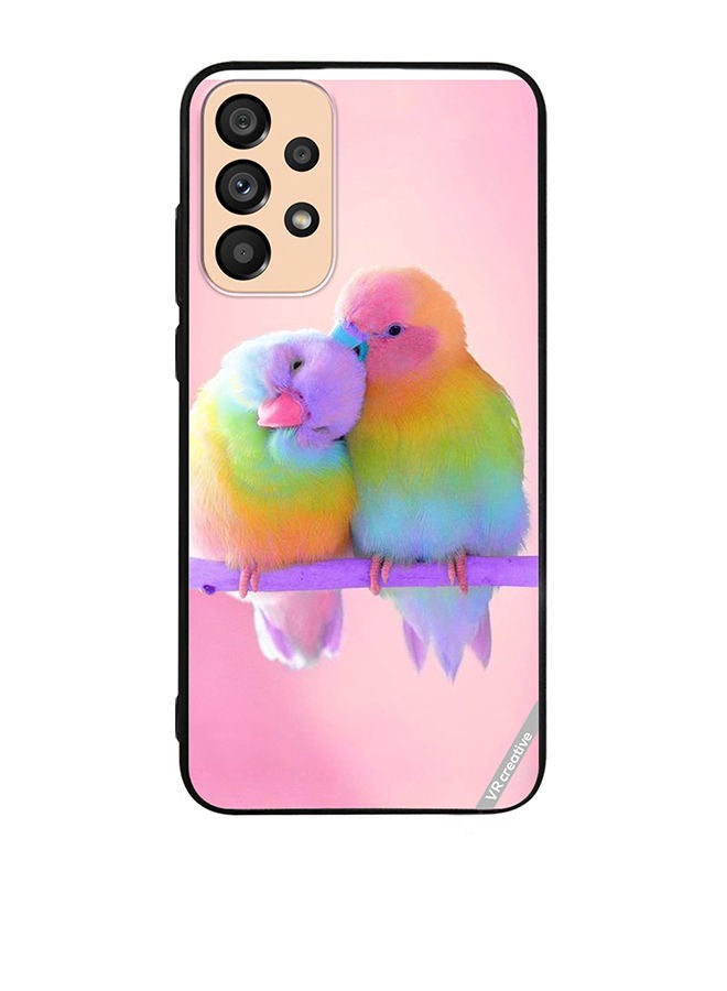 VR CREATIVE Protective Case Cover For Samsung Galaxy A33 5G Love Birds Pink Background Design Multicolour - Image 1