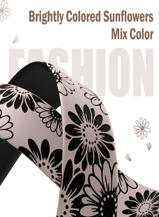 داجين سوار DaQin مزين بنقوش زهور، متوافق مع ساعات Apple Watch النسائية بمقاسات 40 مم، 41 مم، و38 مم. سوار رياضي من السيليكون الناعم بنقشة زهور لطيفة، متوافق مع ساعات Apple Watch Series 9، 8، 7، 6، 5، 4، 3، 2، 1، وSE. متوفر باللونين البيج والأسود. - Image 3