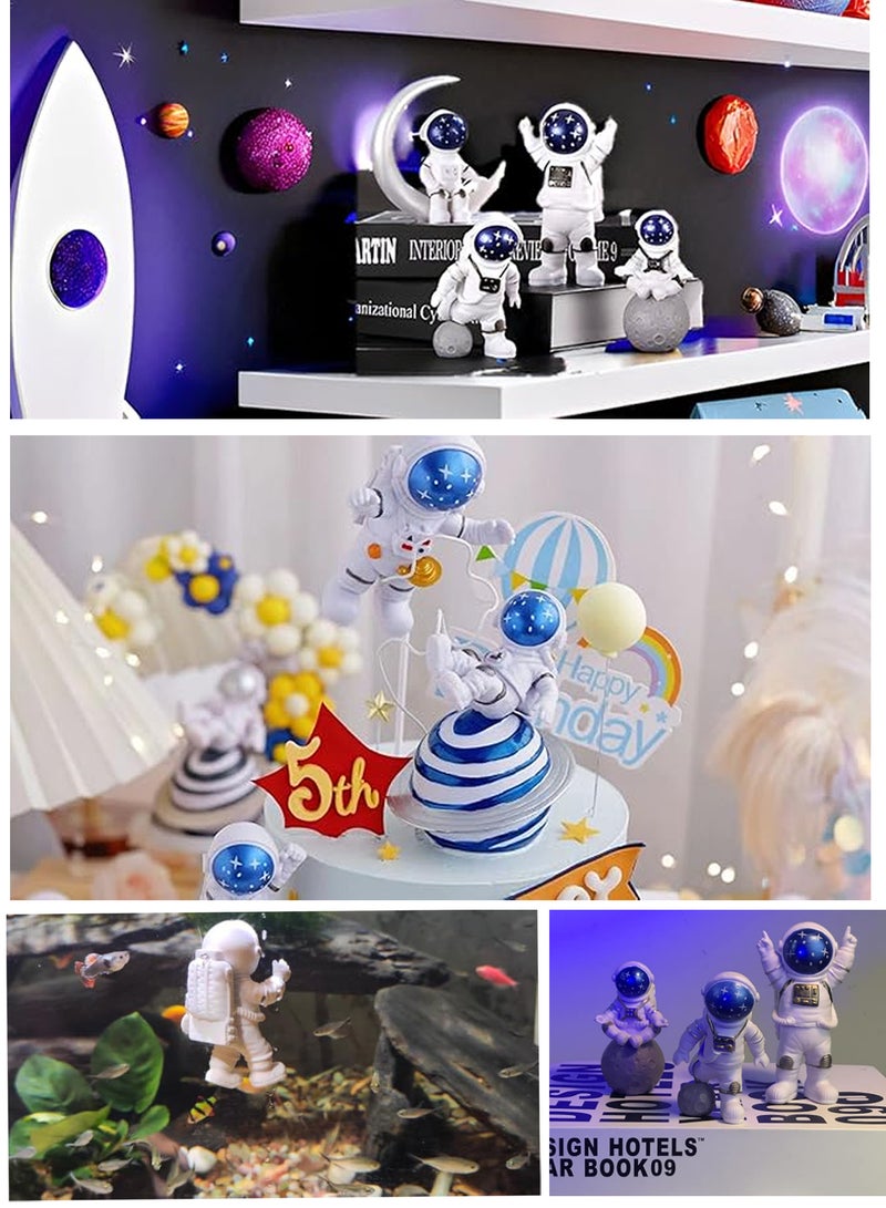 Bincoo 4 Pcs Astronaut Decoration, Desktop Ornaments Astronaut Statue Model for Living Room TV Cabinet Hanging Decoration Room Decoration Space Theme Birthday Gift - Image 2