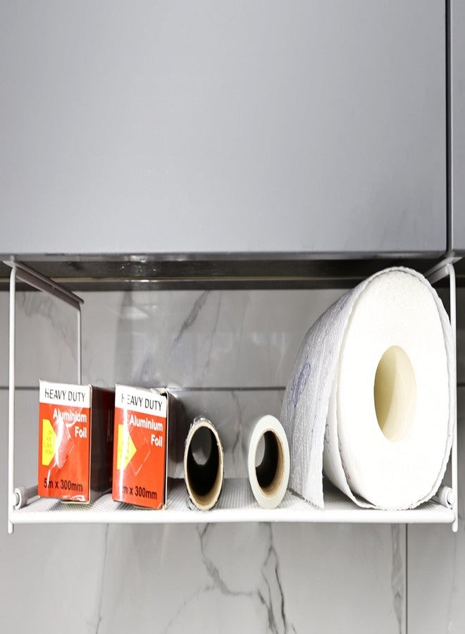 EHKIT Foil and Plastic Wrap Organizer Holder Foldable Under Cabinet Shelf Kitchen Pantry Desk Hanging Storage Rack (White) - Image 1