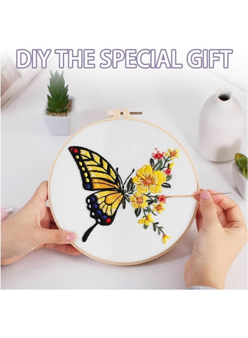 Generic 2 PCS Embroidery Kit for Beginners - Cross Stitch DIY Craft Set, Embroidery Accessories & Hoop Included, Hand Embroidery Kit for Adults Stitching Sewing Kit Gift | Butterfly Patterns  - Image 5
