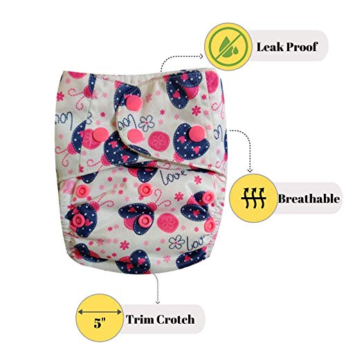 Apple Blossoms Reusable Cloth diaper for babies 3M to 3Y | CPSIA Certified 300+wash |Washable & Adjustable Snap Button | pack includes 1 Diaper with 2 organic Bamboo cotton inserts - Image 3