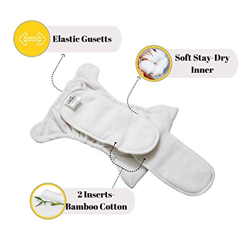 Apple Blossoms Reusable Cloth diaper for babies 3M to 3Y | CPSIA Certified 300+wash |Washable & Adjustable Snap Button | pack includes 1 Diaper with 2 organic Bamboo cotton inserts - Image 4