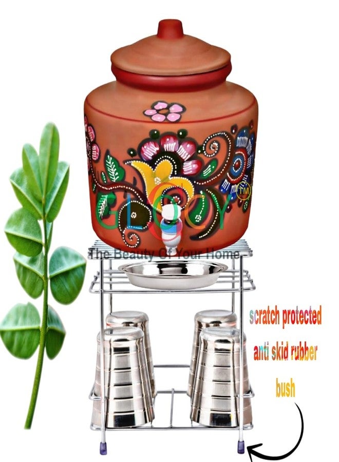 GLOCY Matka Stand for Water Pot | Water Tray with Water pot Stand for kitchen | Water Filter Stand (silver) - Image 5