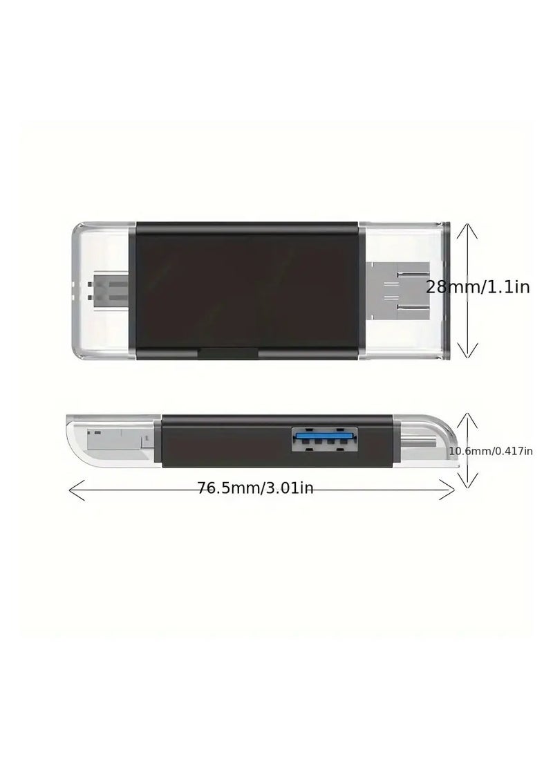 6-In-1 USB C Multi Card Reader, SD Card Reader USB C Card Reader USB 2.0 TF/Mini SD Memory Card Reader Type C OTG Flash Drive Card Reader Adapter
