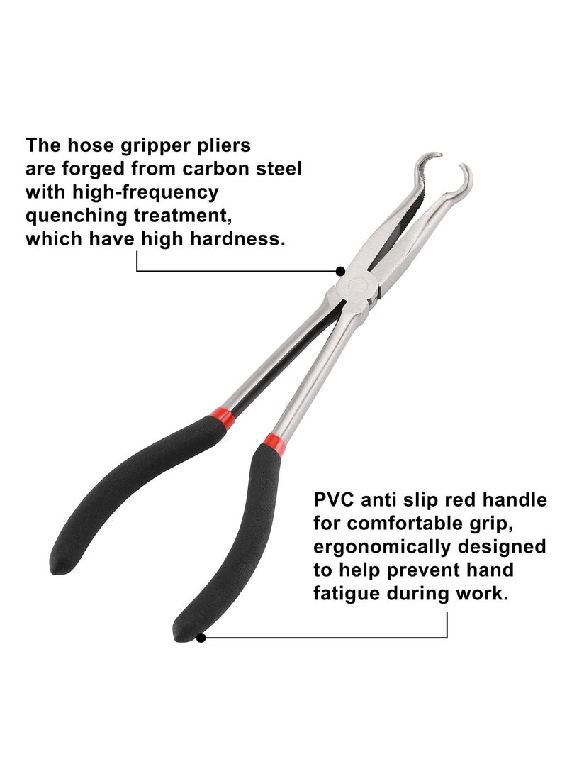 Excefore Long Handle Pliers, 3 Pcs 11" Hose Gripper Plier Set, 5/16-Inch, 1/2-Inch, 3/4-Inch Dia, Offset Spark Plug Boot Removal Pliers Serrated Jaws for Hard to Reach Narrow Spaces, Black & Red  - Image 5