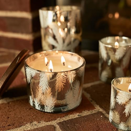 Thymes Frasier Fir Candles Statement Collection Silver with Pine Needle Design Scented Candles for Home Decor Notes of Siberian Fir Needles Cedarwood Sandalwood 3 Wick 125 oz - Image 3