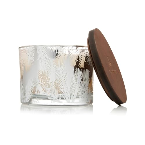 Thymes Frasier Fir Candles Statement Collection Silver with Pine Needle Design Scented Candles for Home Decor Notes of Siberian Fir Needles Cedarwood Sandalwood 3 Wick 125 oz - Image 1