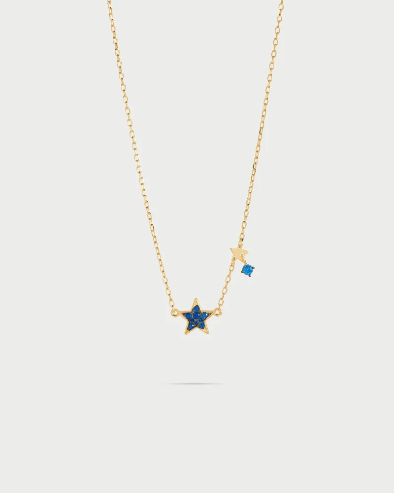 Rue Des Mill Necklace with chain and colored pav√® - STARDUST TEN - Blue