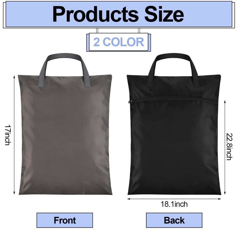 Oudain 2 Pcs Travel Laundry Bags Waterproof With Handle Dirty Clothes Bag For Traveling Hanging Laundry Hamper With Two Zippered Pockets Washable Reusable For Sports Home Travel College - Image 3