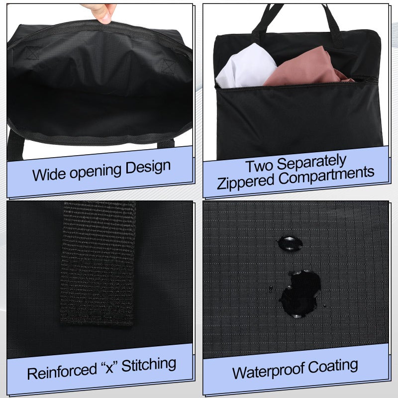 Oudain 2 Pcs Travel Laundry Bags Waterproof With Handle Dirty Clothes Bag For Traveling Hanging Laundry Hamper With Two Zippered Pockets Washable Reusable For Sports Home Travel College - Image 2