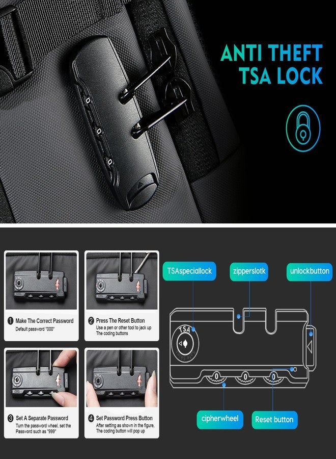 بانجي حقيبة ظهر للسفر من بانج مزودة بقفل TSA، تتسع لجهاز كمبيوتر محمول بحجم 15.6 بوصة، مناسبة للتنقلات اليومية والرحلات الجوية الليلية، معتمدة كحقيبة مضادة للسرقة - Image 5