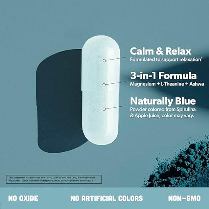 sapling Magnesium Glycinate Complex Supplement - Chelated Magnesium Glycinate with Malate, Organic Ashwagandha, L-theanine & Blue Spirulina - High Absorption, Vegan, Non-GMO, 300mg, 90 Veggie Caps - Image 3