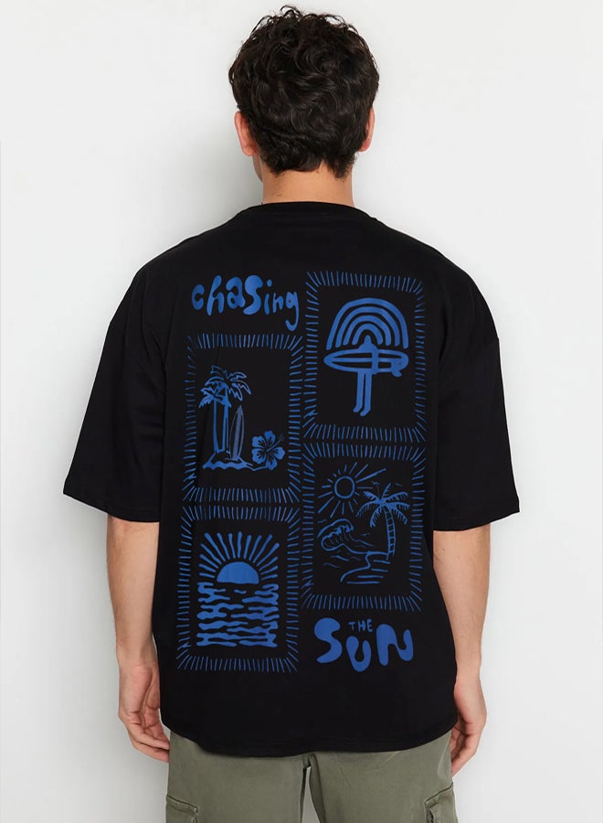 trendyol Men's Black Printed T-shirt - Image 1