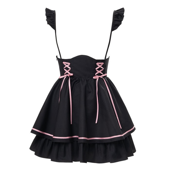 Japanese Sweet Cute Lolita suit Spring and Autumn Lolita Princess Dress Shirt Strapband Dress suit Two-piece Set Single suspender skirt