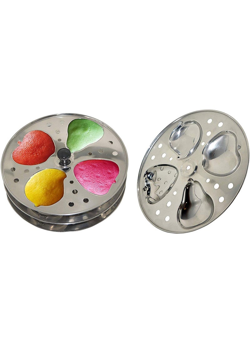 Anjali Kitchenware - Anjali Kitchenware Stainless Steel 4 Layer Fruit Shaped Idli Plate and Stand (Silver) - Image 1