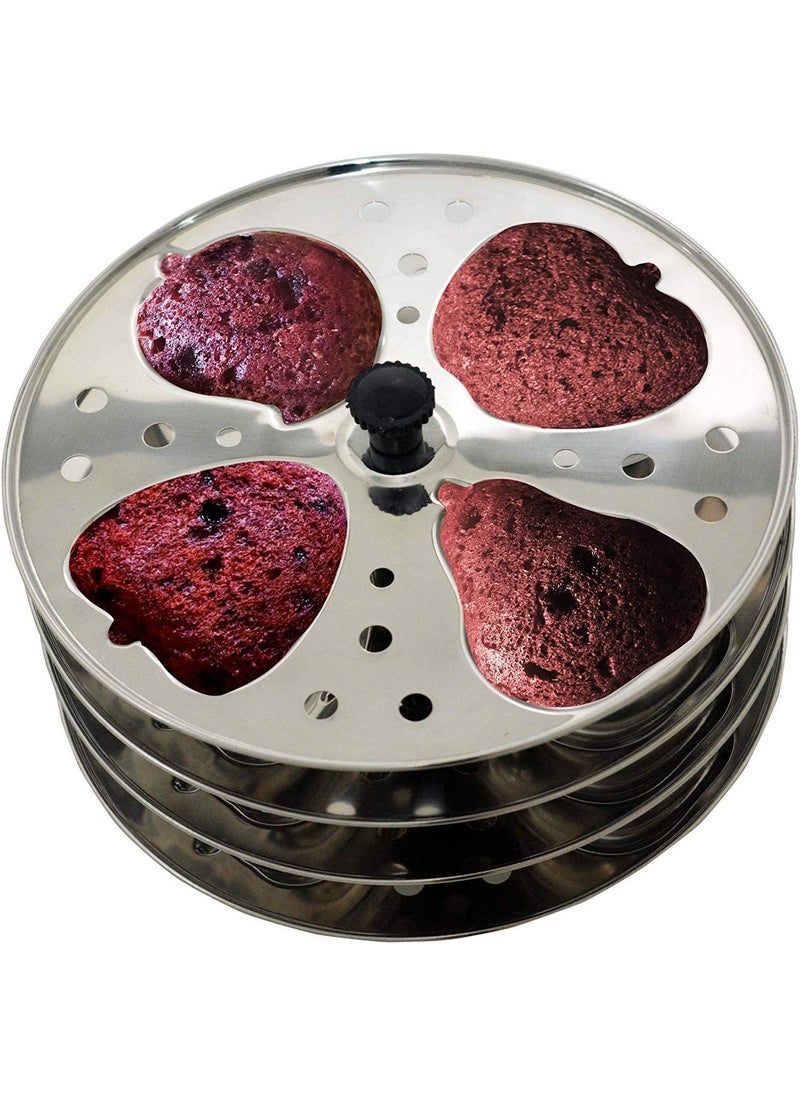 Anjali Kitchenware - Anjali Kitchenware Stainless Steel 4 Layer Fruit Shaped Idli Plate and Stand (Silver) - Image 1