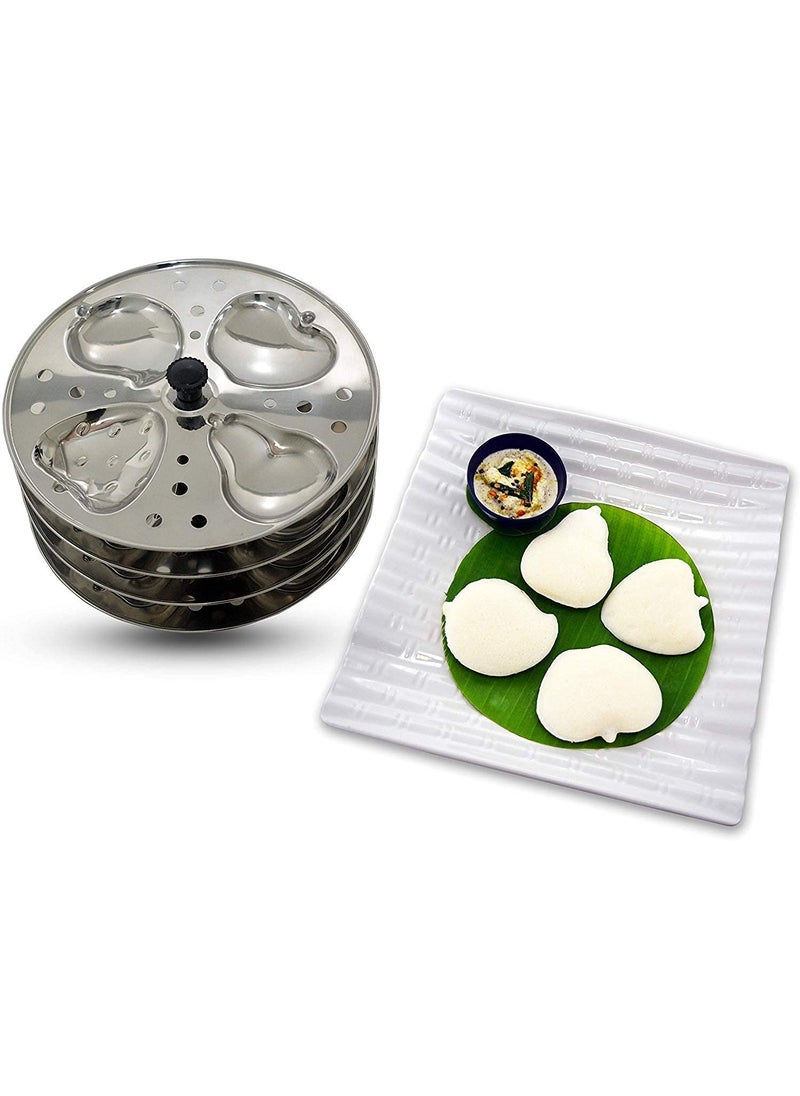 Anjali Kitchenware - Anjali Kitchenware Stainless Steel 4 Layer Fruit Shaped Idli Plate and Stand (Silver) - Image 1