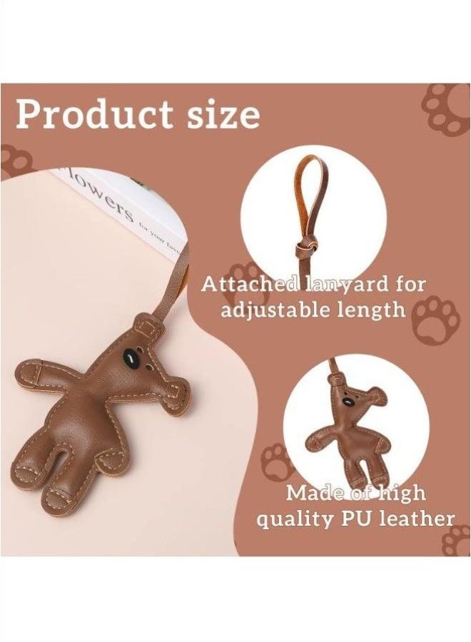 Brown Bear Bag Charm, Kawaii Animal Charm Funny Leather Fashion Bag Key Charms for Women Purse Handbags Bag Car Accessories, Brown, Large - Image 3