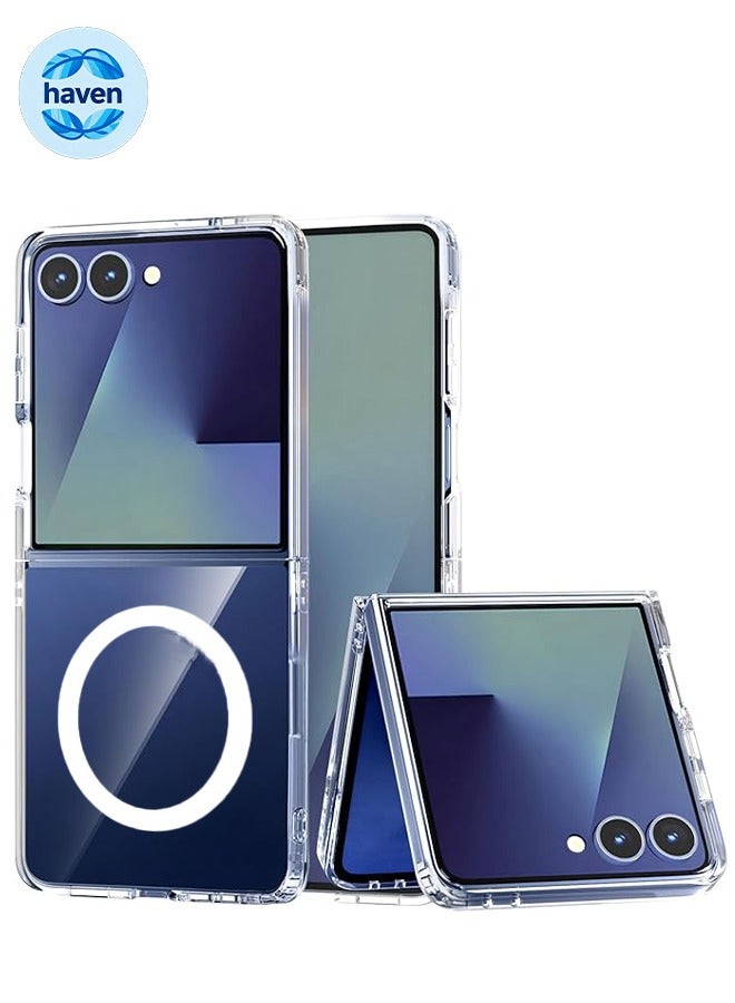 هافن Magsafe واضح الحالة متوافقة مع سامسونج غالاكسي Z فليب 7 5G (2025) ، أربع زوايا مكافحة السقوط، حماية الكريستال مقاومة للصدمات، مكافحة الأصفر - واضح - Image 1