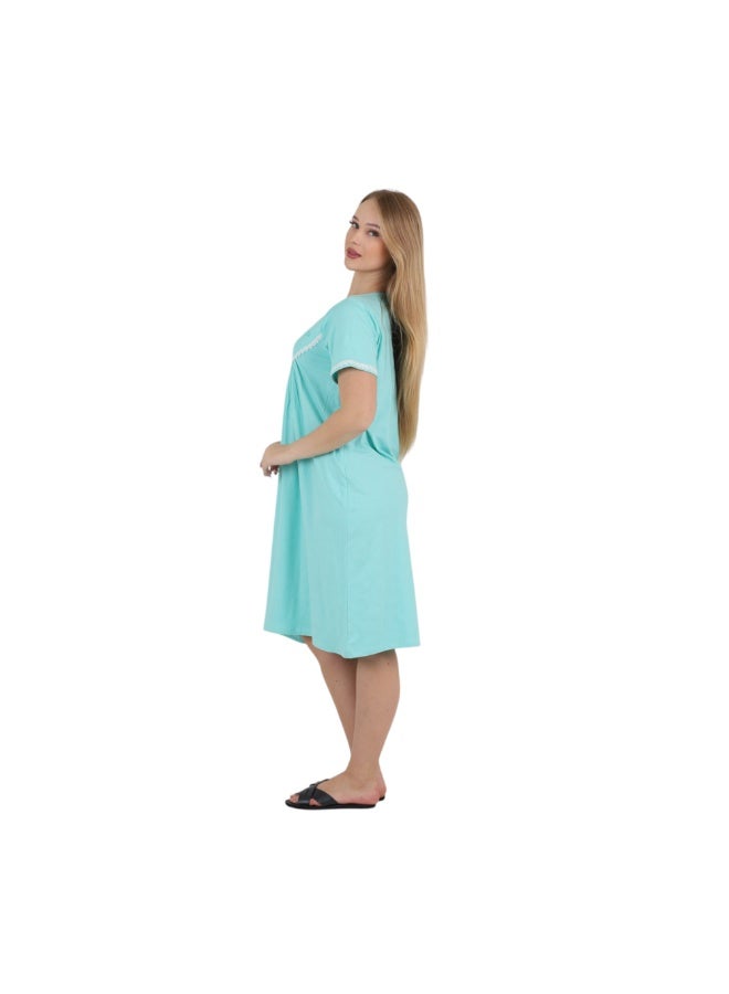 zecotex  Women’s Cotton Embroidered Nightgown – Elegant Short Sleeve Maxi Nightdress– Soft Breathable Loungewear & Sleepwear – Made in Egypt - Image 4