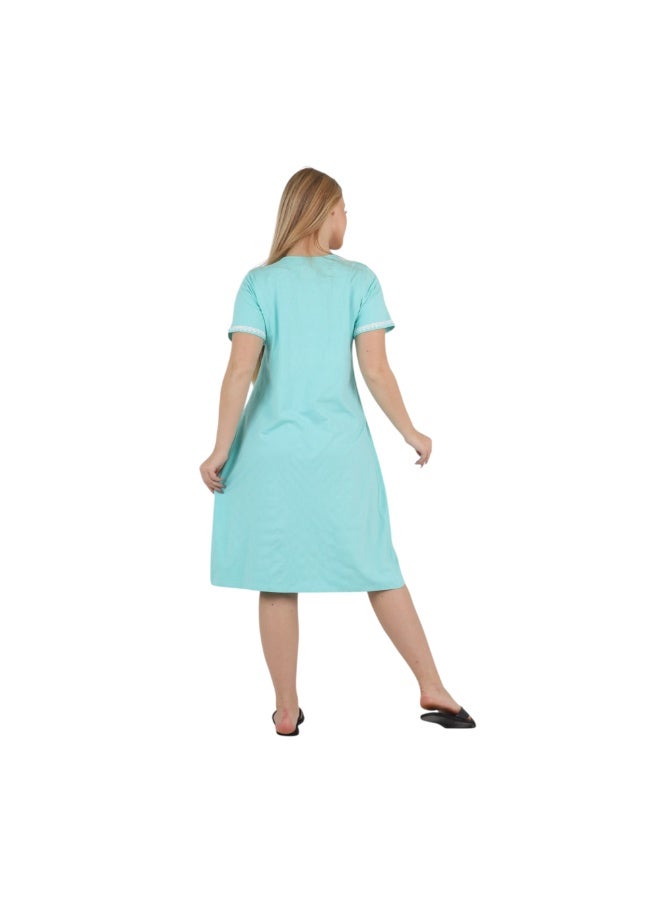 zecotex  Women’s Cotton Embroidered Nightgown – Elegant Short Sleeve Maxi Nightdress– Soft Breathable Loungewear & Sleepwear – Made in Egypt - Image 5