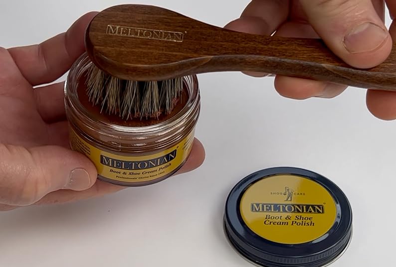 Meltonian Dauber Brush Premium Horse Hair Applicator Brush for Leather Care Ideal Horsehair Shoe Brush for Applying Cream Use with Meltonian Cream Polish Grey Color Horsehair Bristles - Image 3