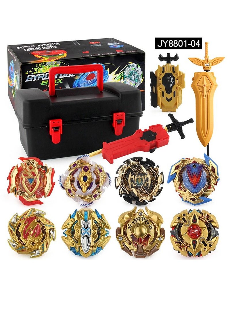 M MIAOYAN 8 Piece Beyblade Burst Set With Launcher And Storage Box